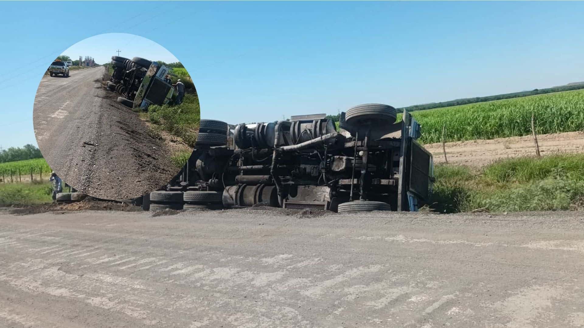 Volcadura de Tr&aacute;iler con Tierra Moviliz&oacute; a Cuerpos de Emergencia en la Estatal 23