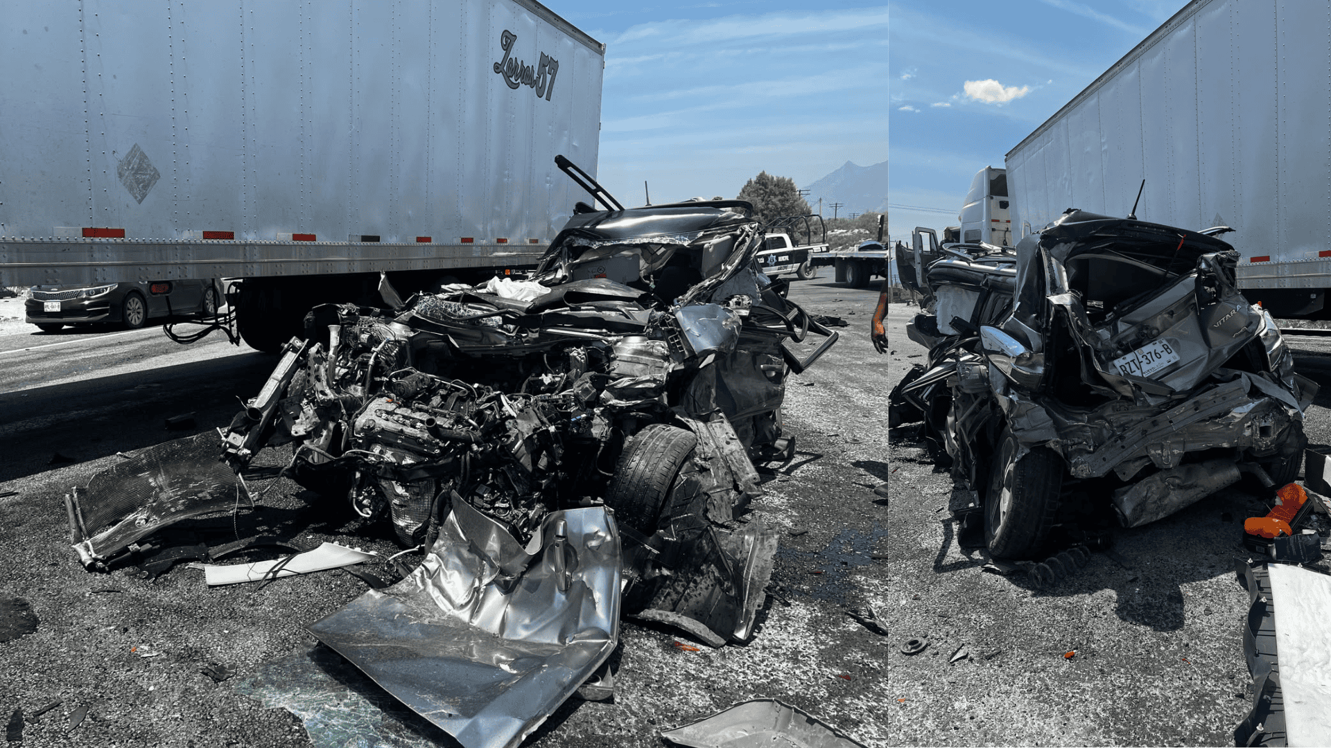 Familia regiomontana resulta lesionada tras accidente sobre la carretera libre a Saltillo.