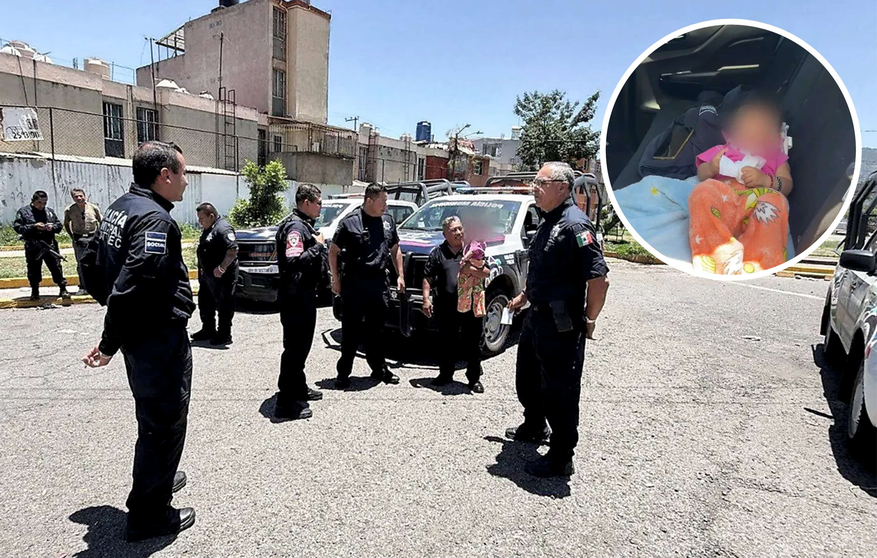 Polic&iacute;as rescatan a beb&eacute; de 6 meses abandonado en taxi en Ecatepec