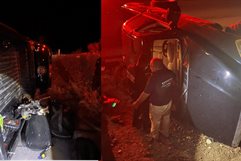 Volcadura de camioneta en carretera Sauz-Palaú
