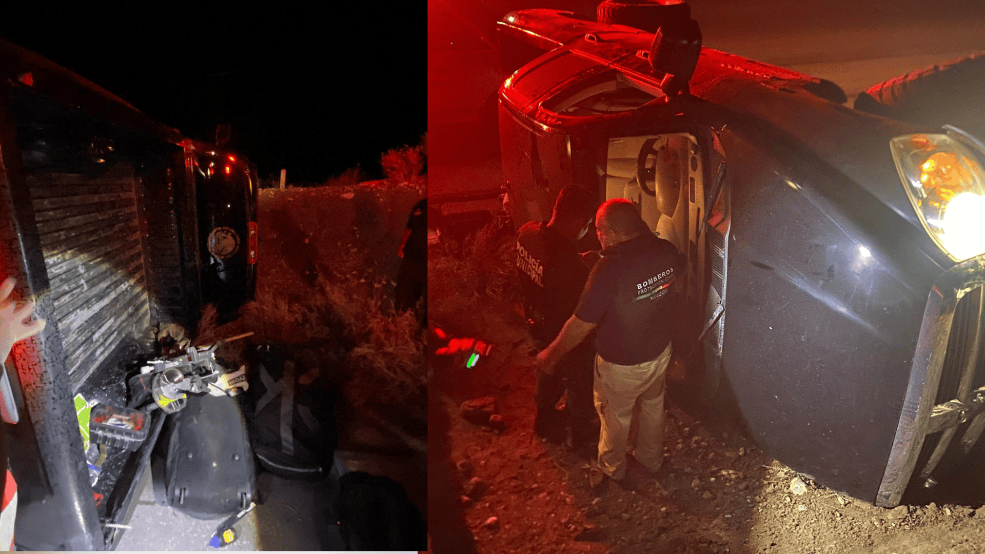 Volcadura de camioneta en carretera Sauz-Pala&uacute;