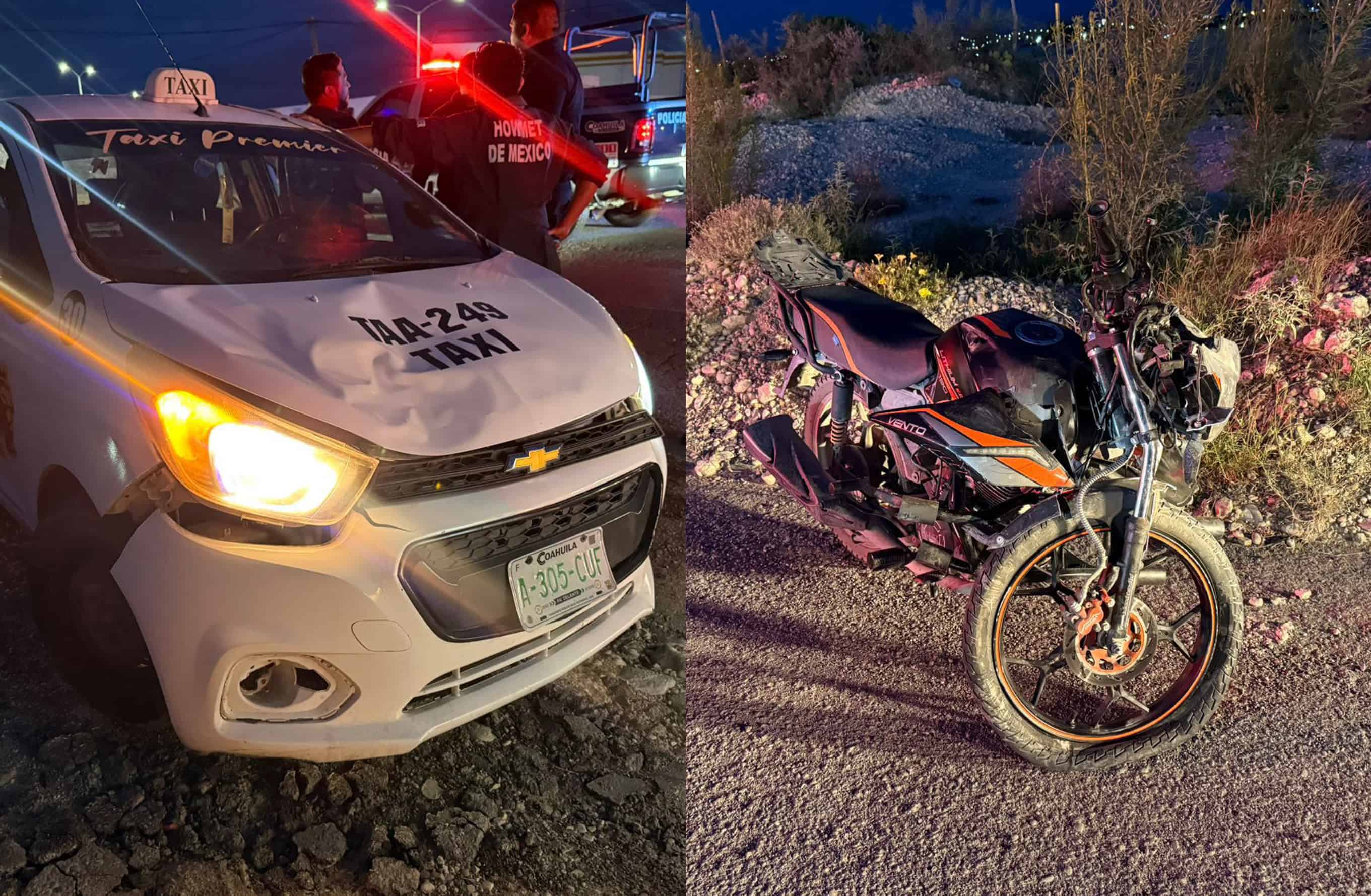 Choque entre taxis y motocicleta deja dos afectados en Ciudad Acu&ntilde;a