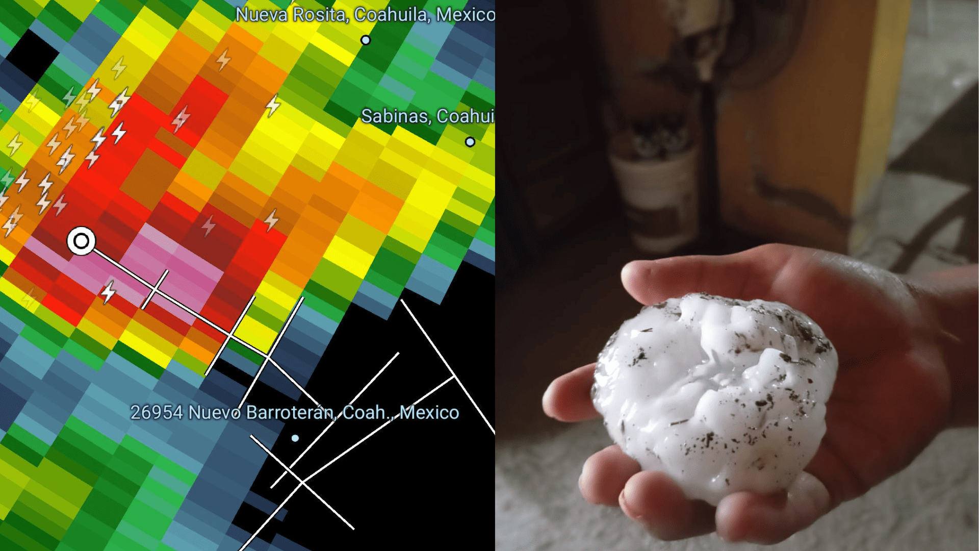 Granizo de tres pulgadas sorprende a M&uacute;zquiz: Protecci&oacute;n Civil alerta