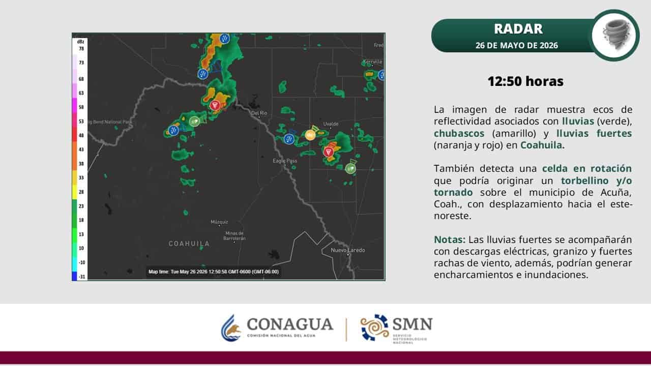 Protecci&oacute;n Civil Acu&ntilde;a advierte sobre posible tornado en la regi&oacute;n