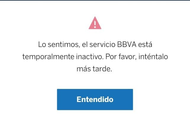 BBVA reporta fallas en su app y L&iacute;nea BBVA hoy 28 de mayo