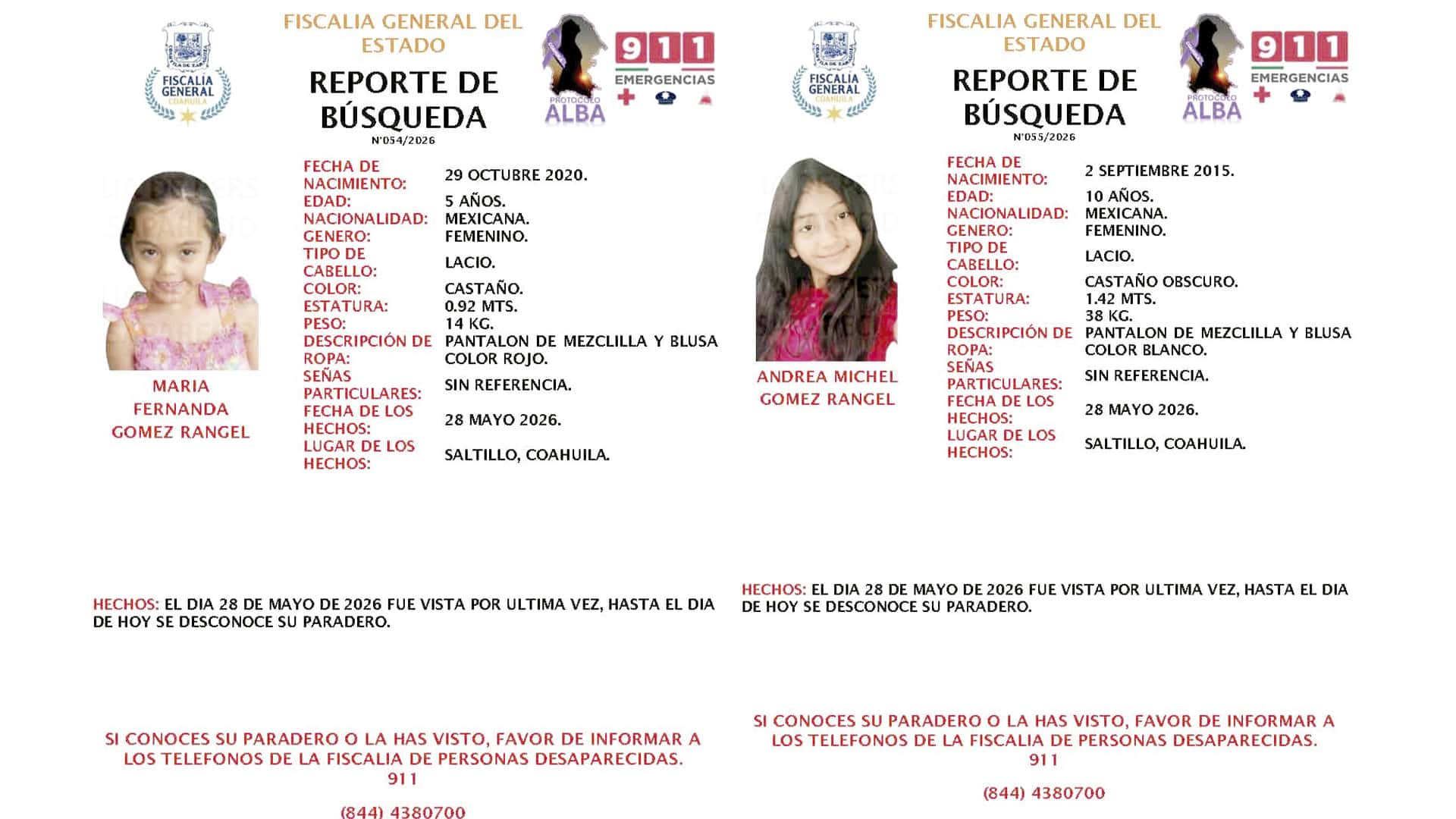 Desaparecen hermanas en Saltillo: Mar&iacute;a Fernanda y Andrea G&oacute;mez Rangel