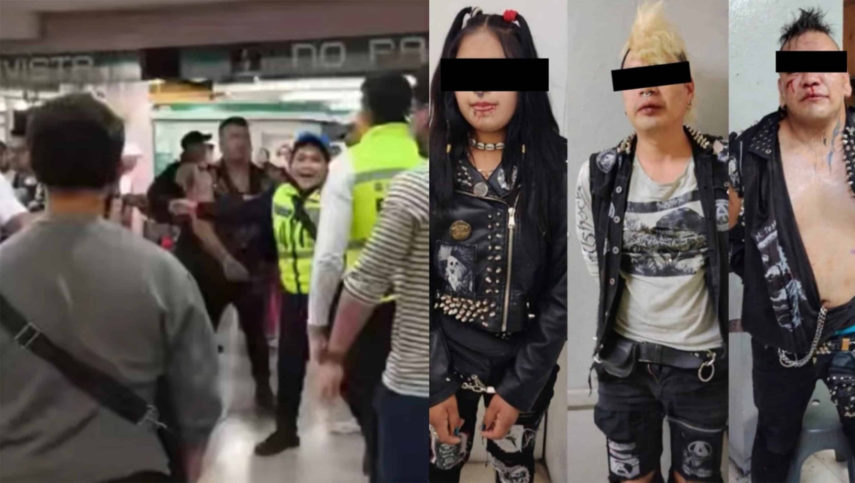 Se desata ri&ntilde;a entre punks y polic&iacute;as en Metro de la Ciudad de M&eacute;xico