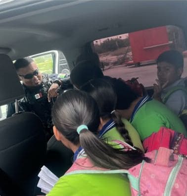Movilizaci&oacute;n de Seguridad P&uacute;blica en Frontera protege a estudiantes de falla mec&aacute;nica