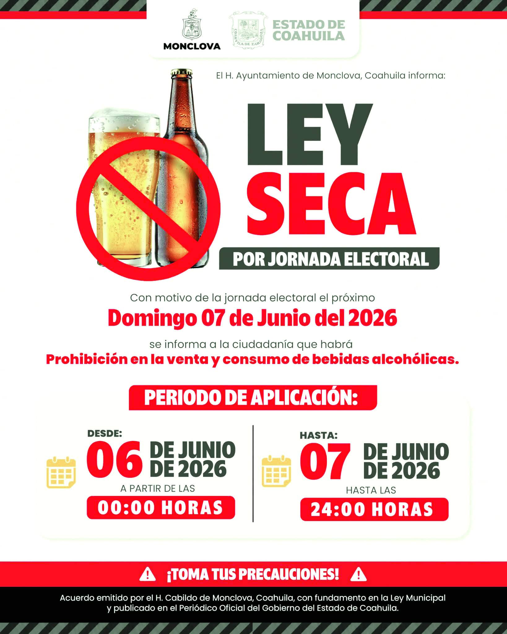 Ley Seca en Coahuila: Sanciones para quienes incumplan la medida