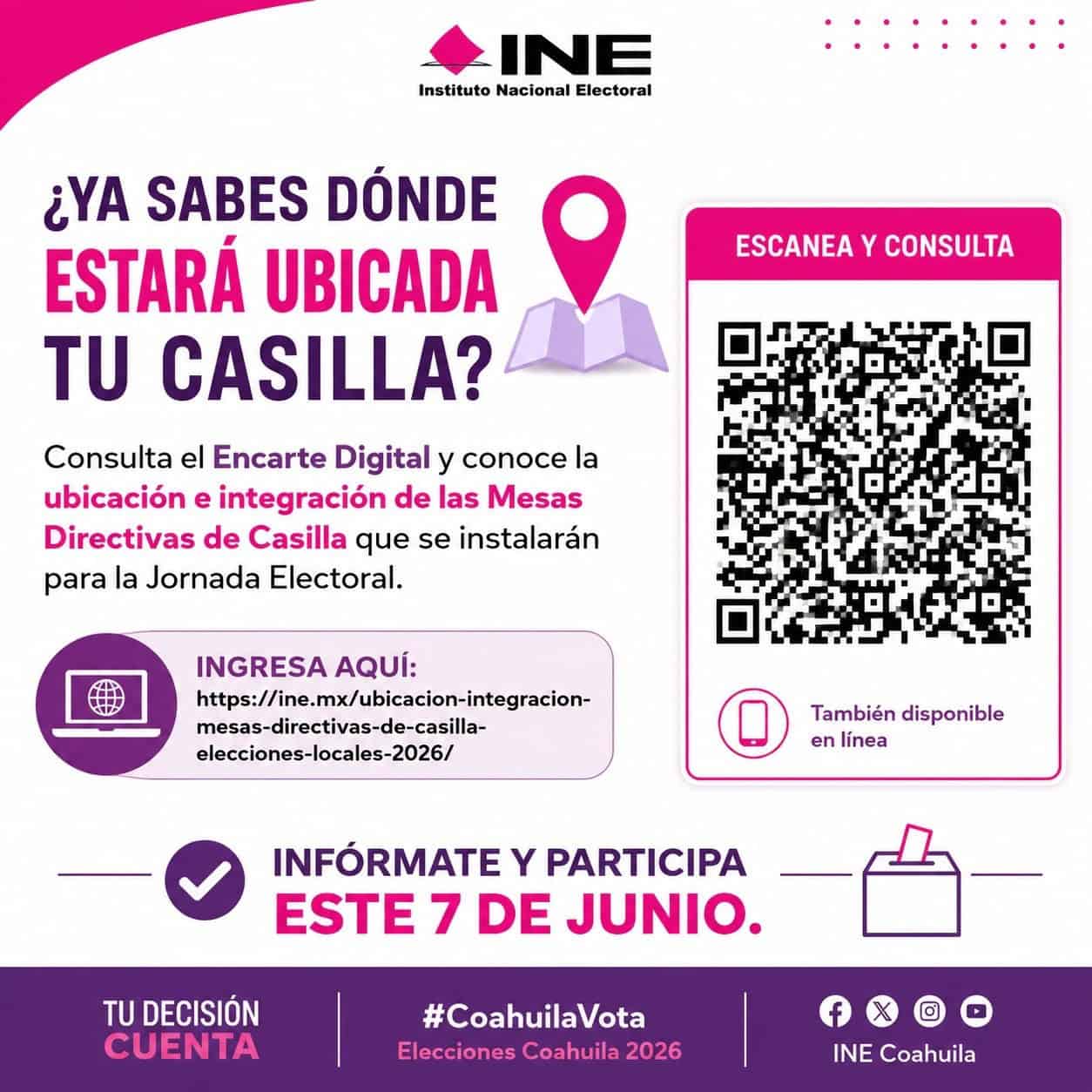 INE refuerza Ubica tu Casilla para la jornada electoral en Monclova