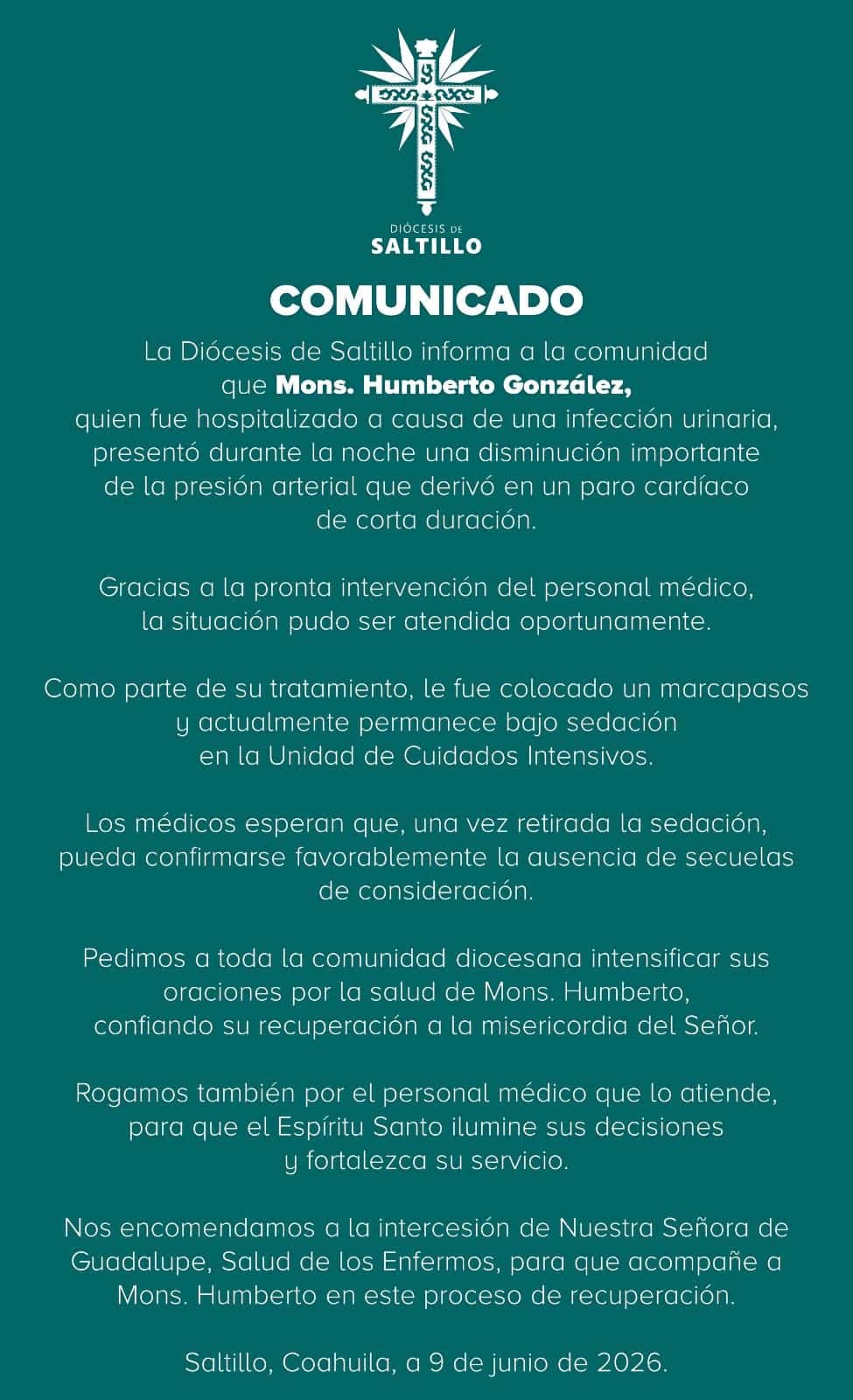 Sufre sacerdote paro card&iacute;aco