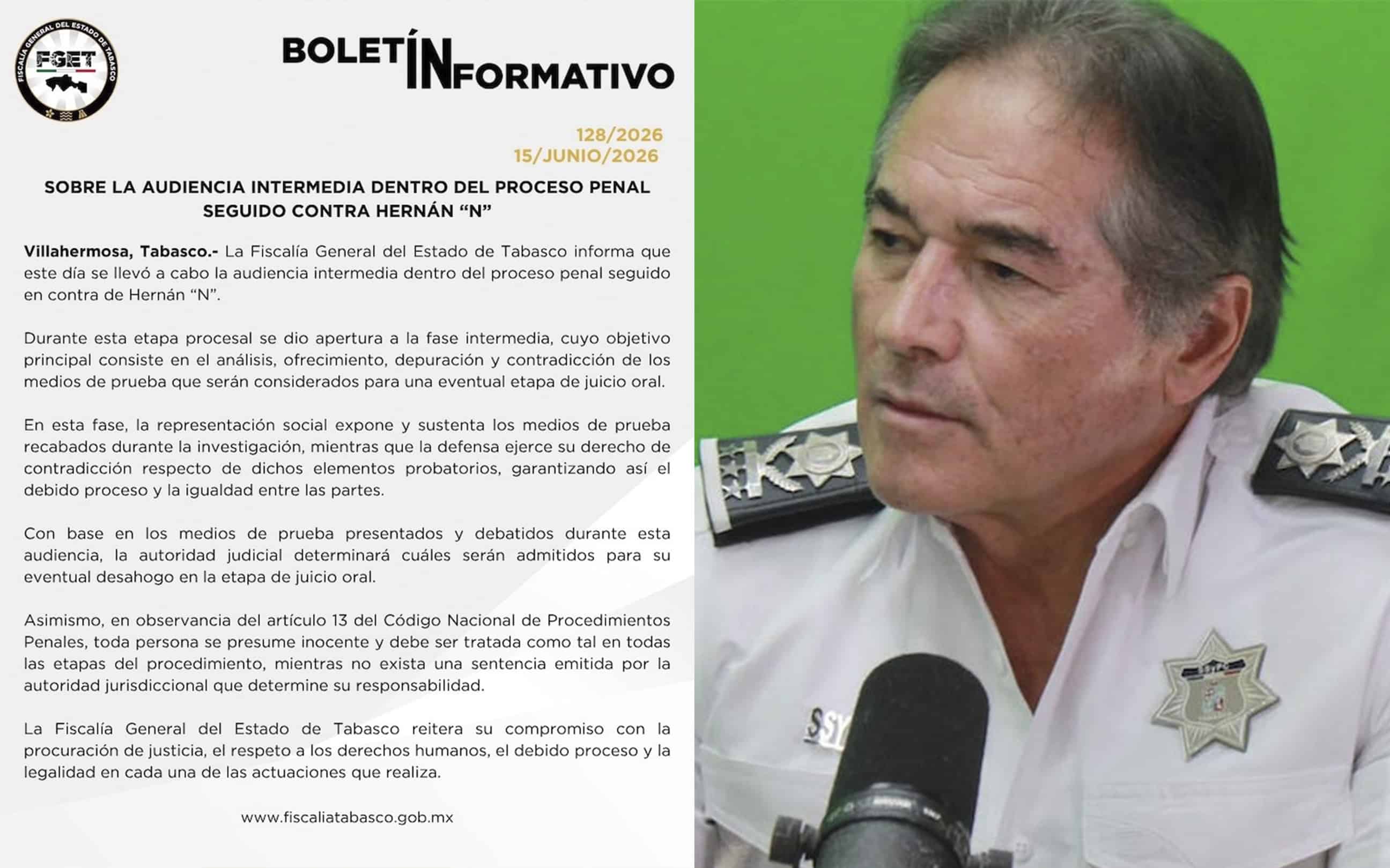 Fiscal&iacute;a de Tabasco solicita condena de 154 a&ntilde;os contra exsecretario de Seguridad