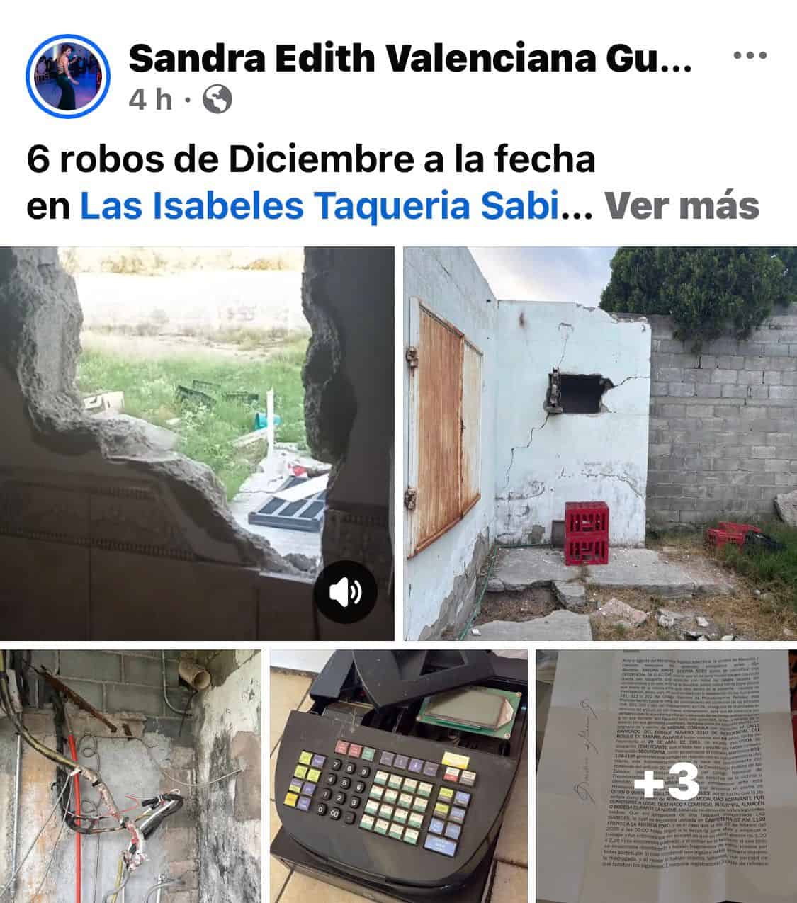 Comerciantes de Sabinas exigen justicia tras robos en Las Isabeles