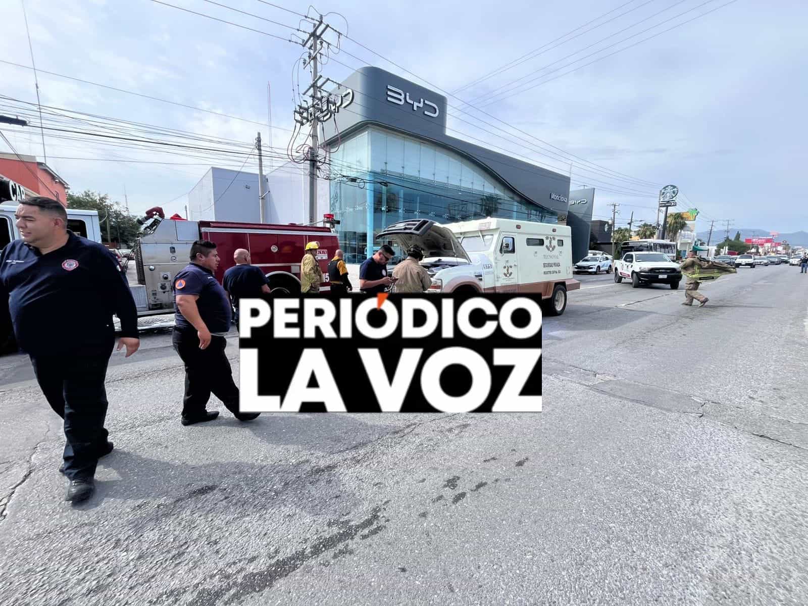 Conato de incendio en cami&oacute;n de valores de Tecnoval en Monclova