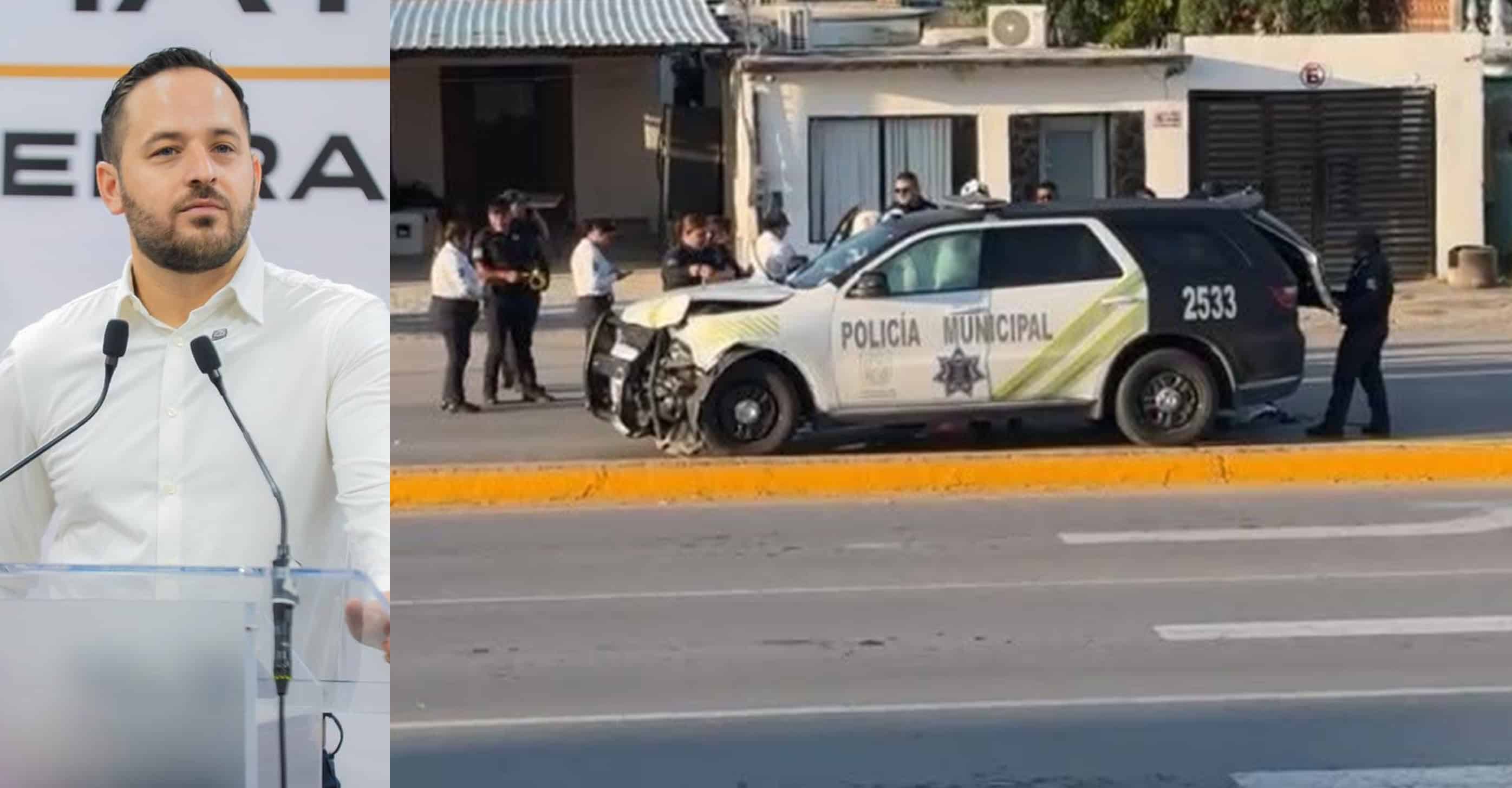 Reconoce alcalde error de policías en choque de patrulla; asumirán daños y sanciones