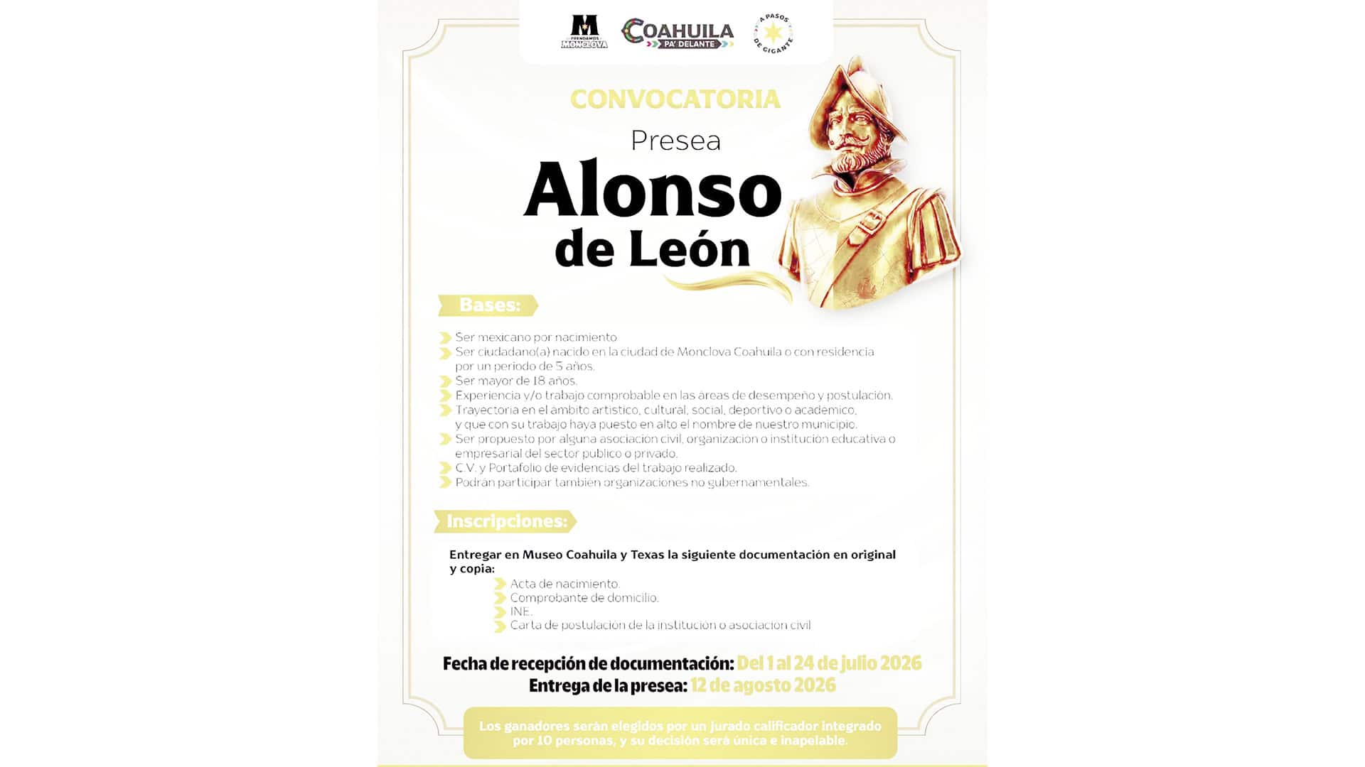 Carlos Villarreal invita a postular candidatos a la Presea Alonso de León 2026 Carlos Villarreal invita a postular candidatos a la Presea Alonso de León 2026