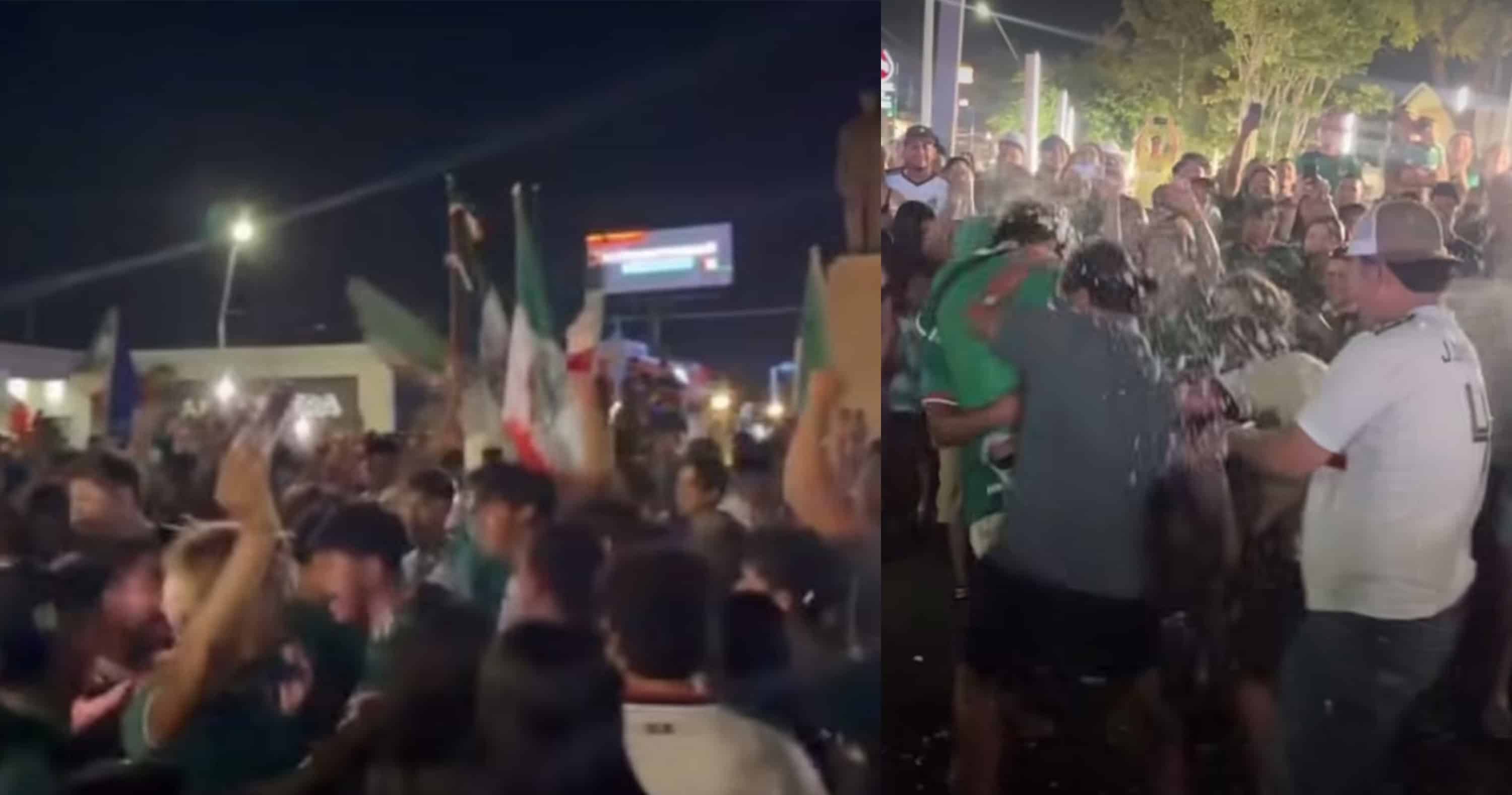 Aficionados se reúnen en la rotonda de Ciudad Acuña tras la eliminación de México Aficionados se reúnen en la rotonda de Ciudad Acuña tras la eliminación de México
