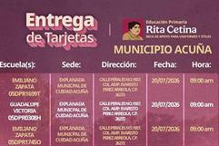 Inicia este lunes entrega de tarjetas Rita Cetina para estudiantes de primaria en Acuña Inicia este lunes entrega de tarjetas Rita Cetina para estudiantes de primaria en Acuña