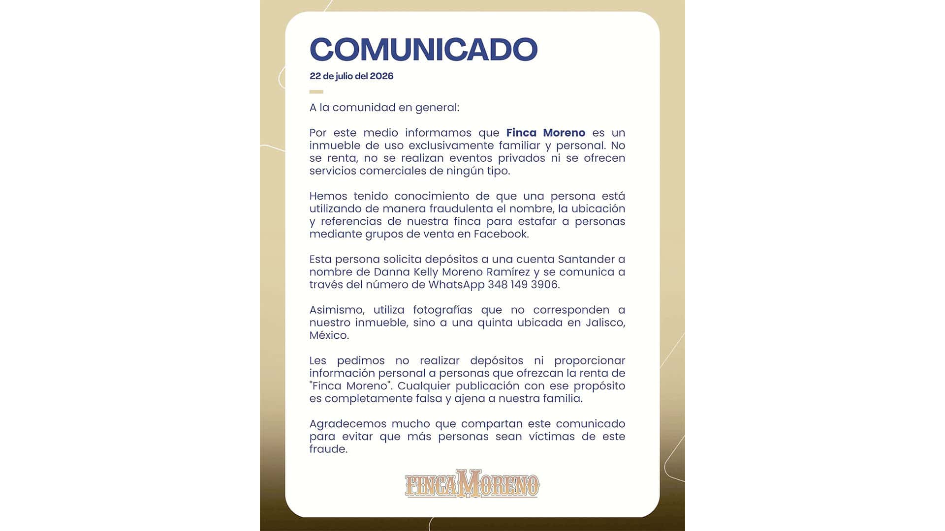 Alertan por fraude con renta de quinta