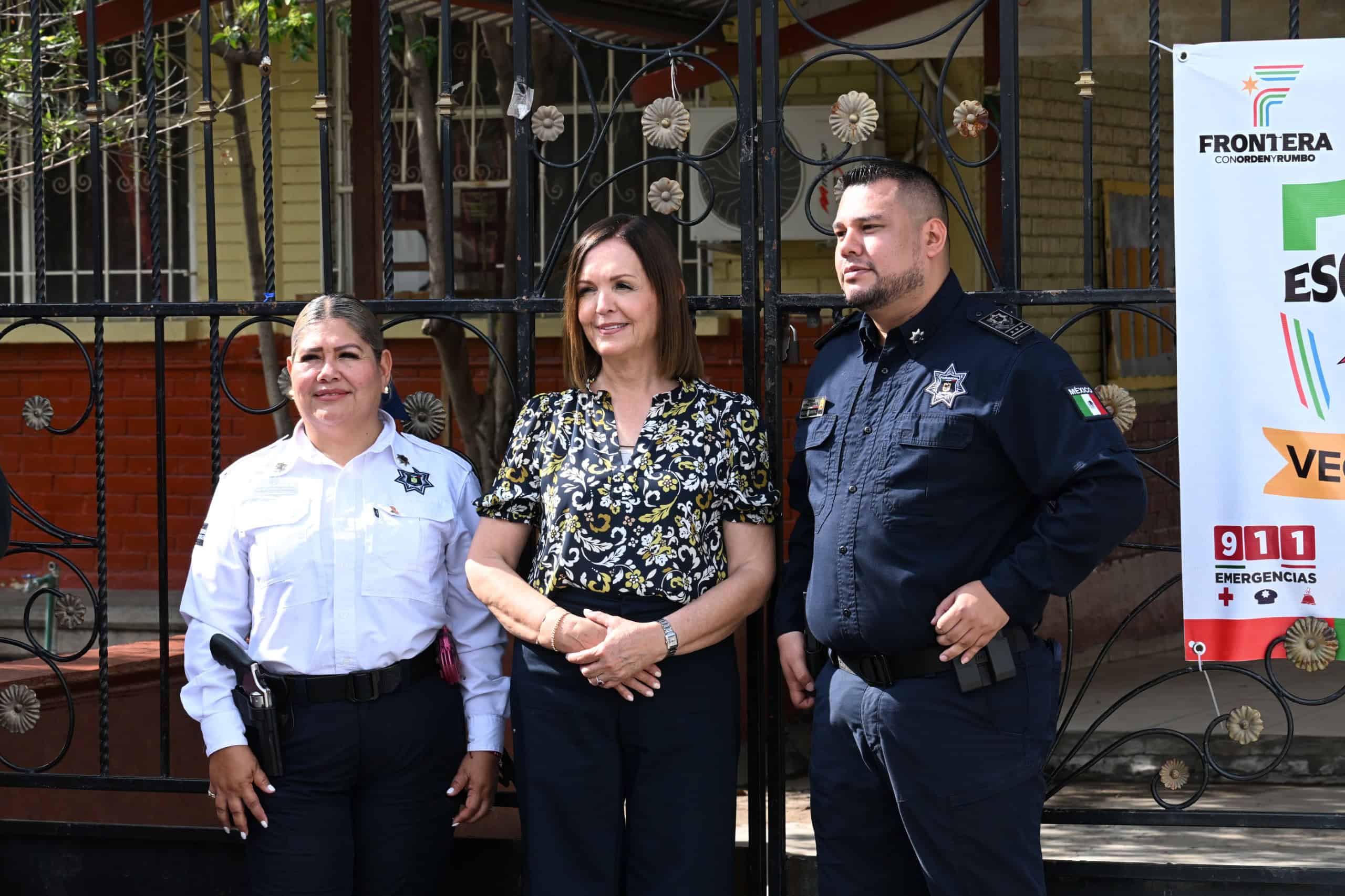 Sari Pérez Cantú supervisa operativo Escuela Segura en Frontera