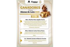 Carlos Villarreal reconoce a ganadores de la Presea Alonso de León 2026 en Monclova
