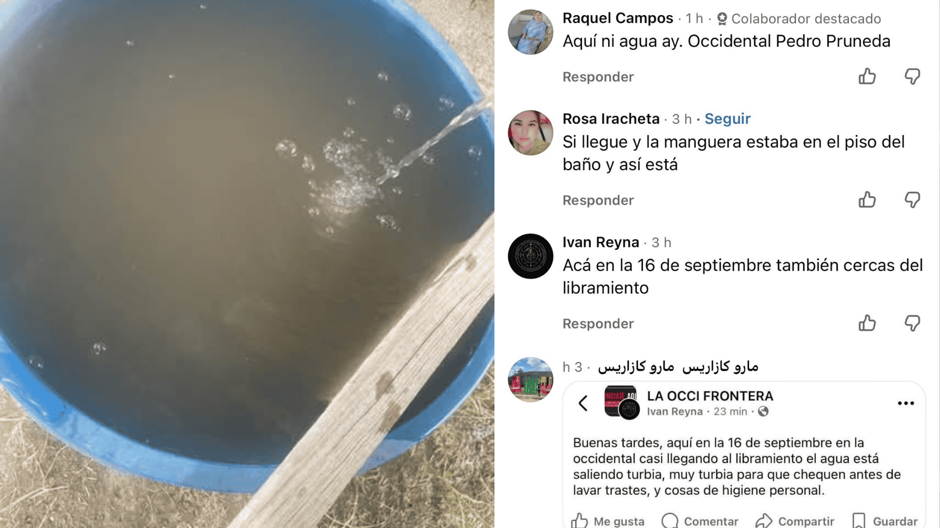 Vecinos de Frontera reportan agua con coloración anormal
