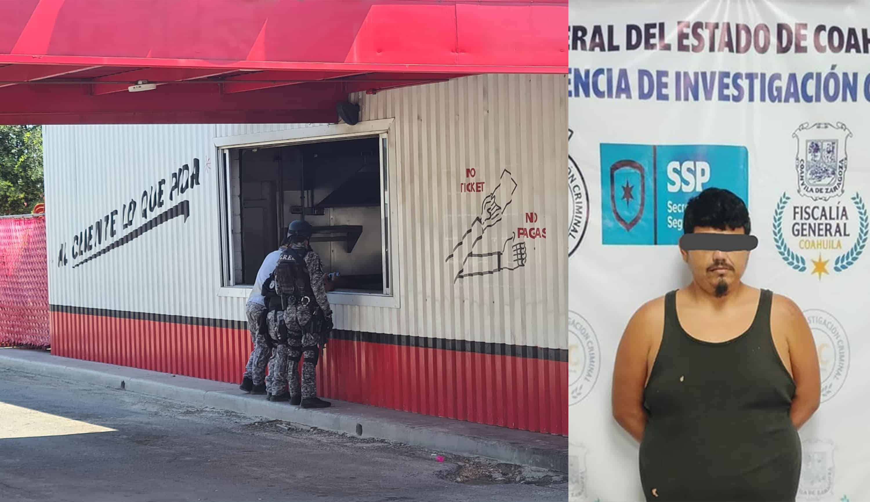 Presunto exempleado es detenido por robo con violencia a restaurante en Piedras Negras