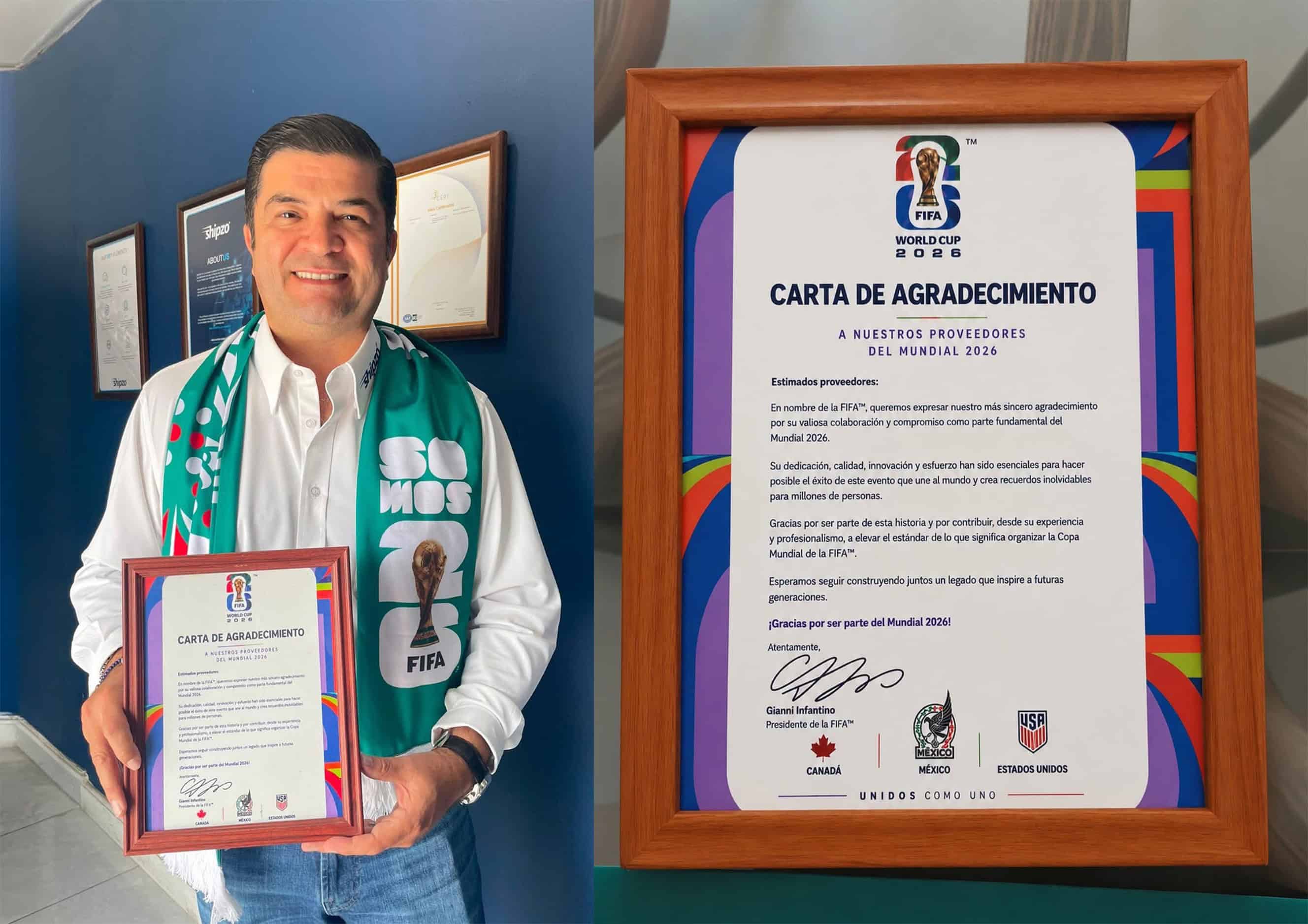 Empresario de Acuña recibe reconocimiento de la FIFA por participación en el Mundial