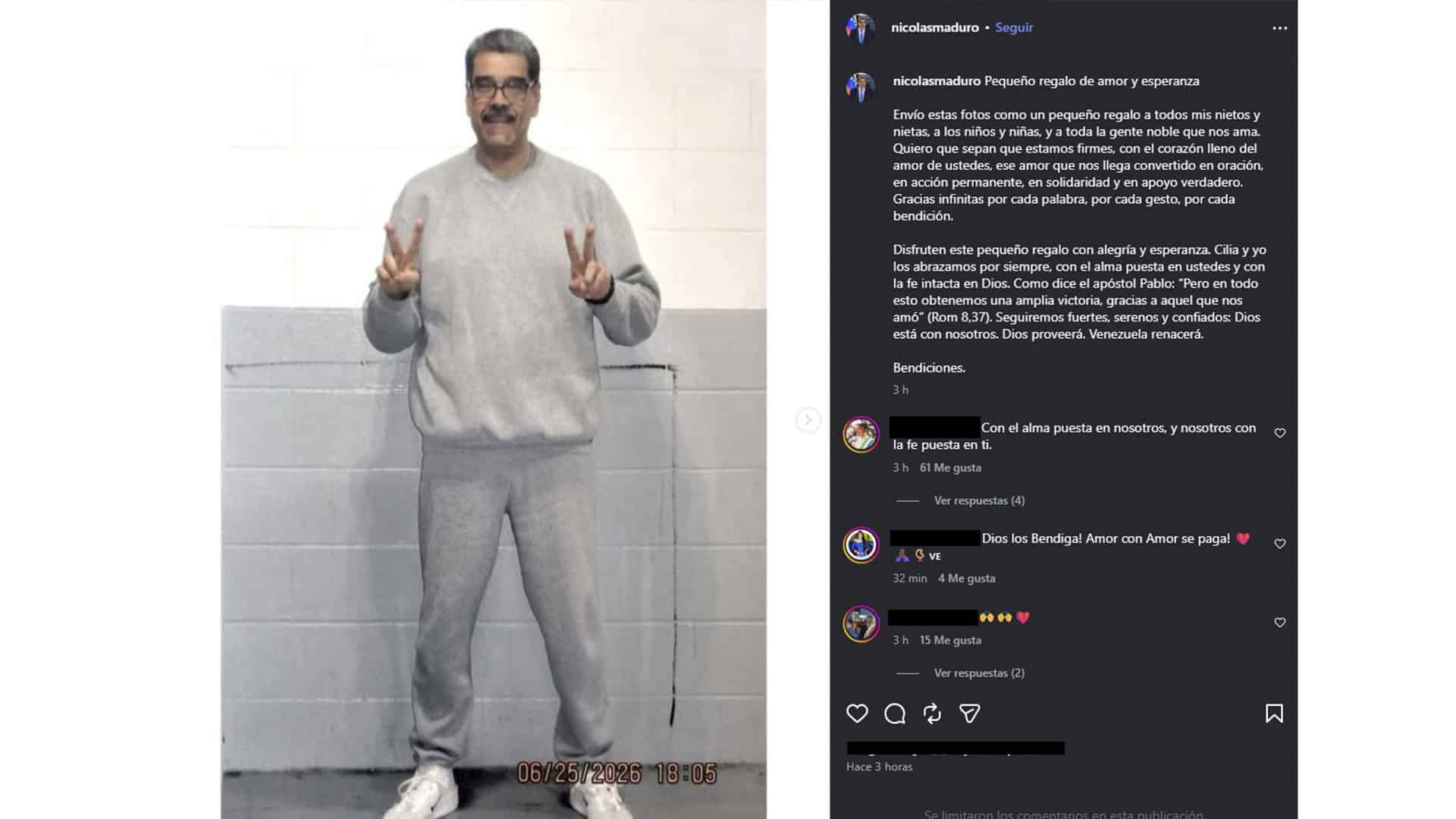 Nicol&aacute;s Maduro env&iacute;a mensaje desde prisi&oacute;n en Nueva York