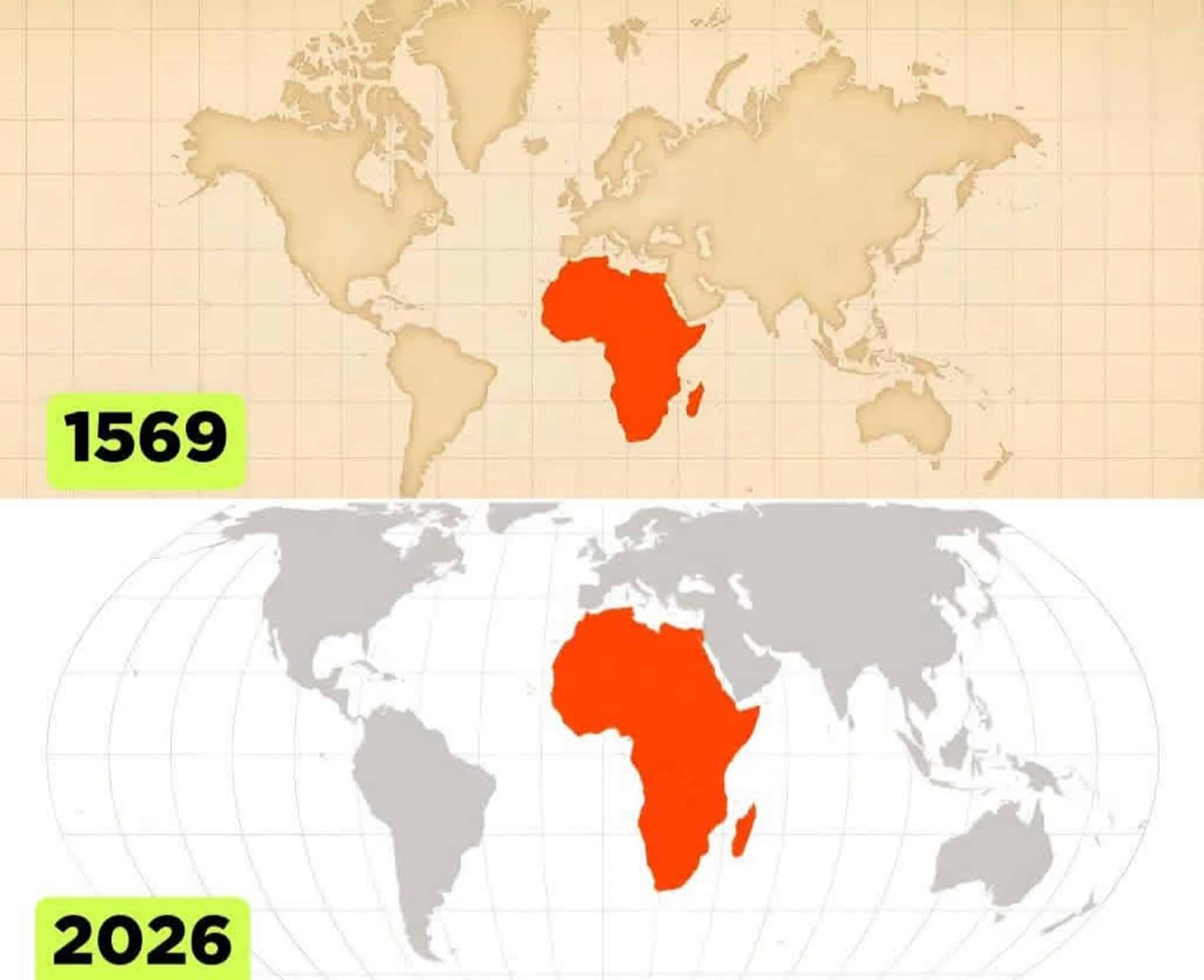 ONU da un giro a los mapas del mundo: &Aacute;frica dejar&aacute; de verse m&aacute;s peque&ntilde;a de lo que realmente es