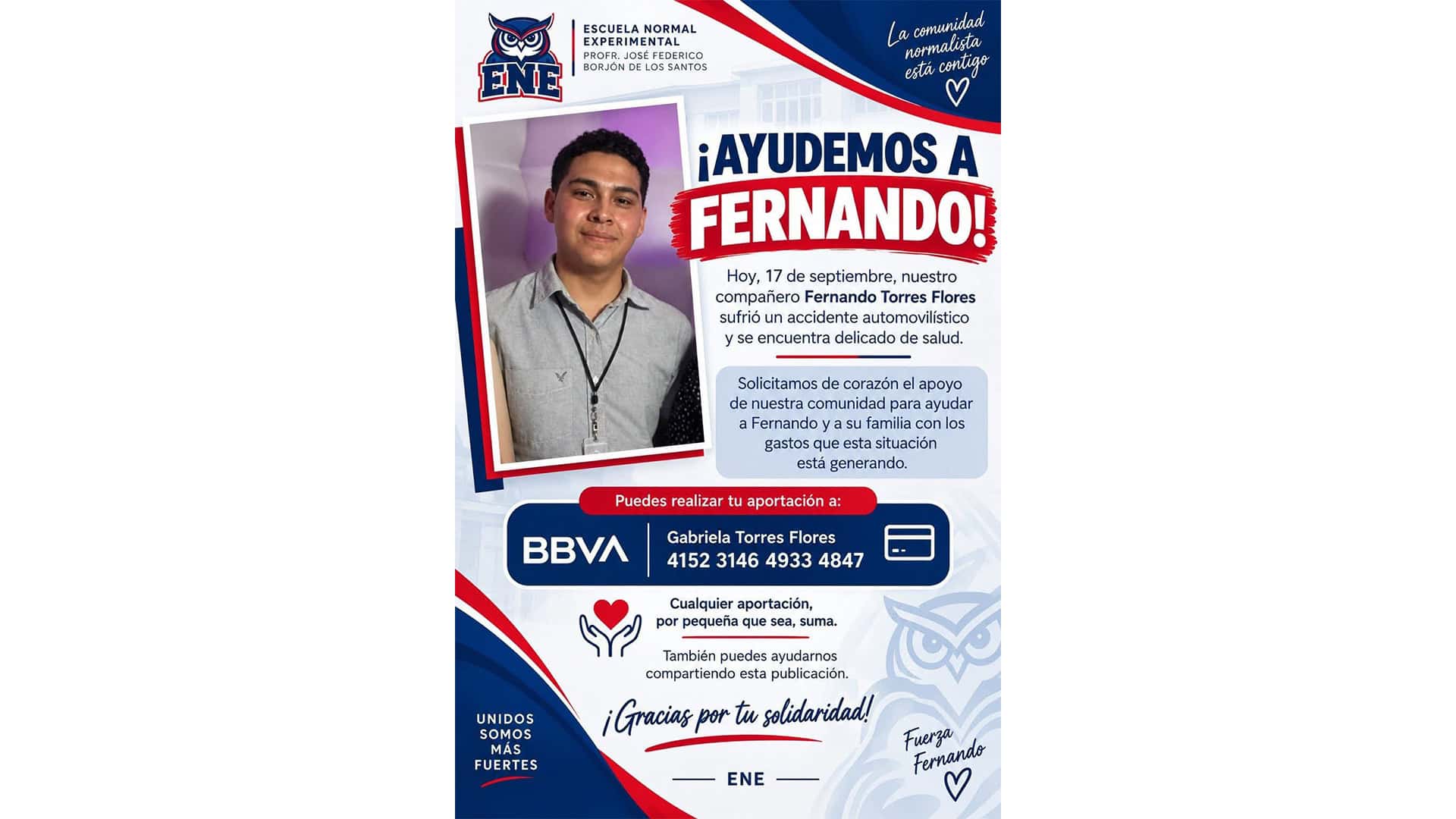 Fernando Torres Flores, estudiante, necesita ayuda tras accidente en Nueva Rosita Fernando Torres Flores, estudiante, necesita ayuda tras accidente en Nueva Rosita