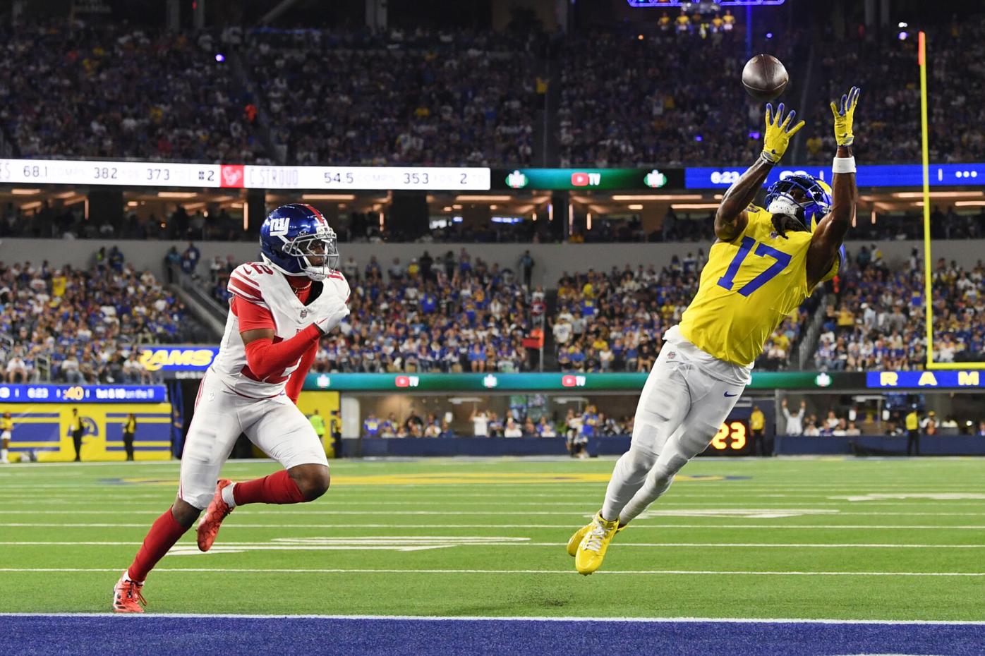 Matthew Stafford y Davante Adams destacan en victoria de Rams sobre Giants